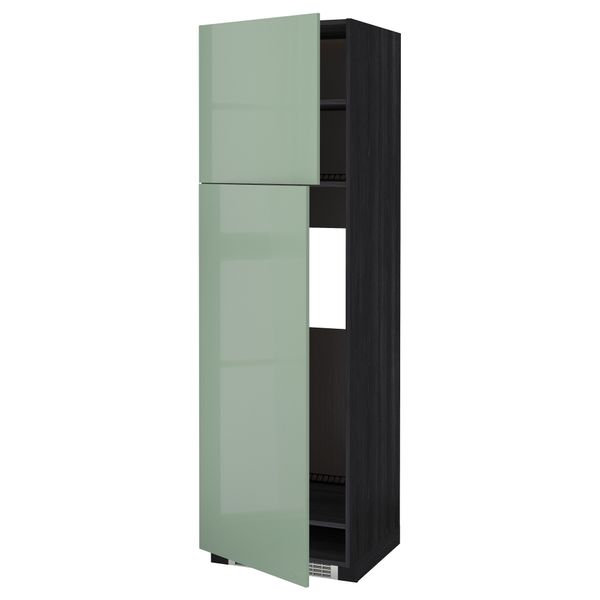 Высокий шкаф для холодильника, 2 дверцы МЕТОД, черный, Калларп светло-зеленый - схема-чертеж с размерами