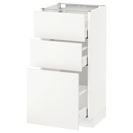Напольный шкаф с 3 ящиками, белый/Хэггеби белый 40x37 см IKEA METOD МЕТОД / MAXIMERA МАКСИМЕРА 192.315.24
