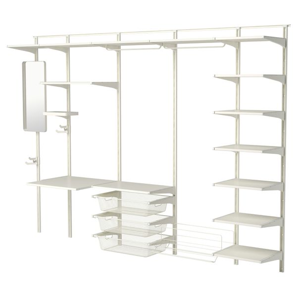 Настенная шина, полка, тройной крючок АЛЬГОТ, белый (278x40x196 см) - фото 2