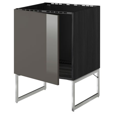 Напольный шкаф для раковины МЕТОД, черный, Рингульт серый (60x60x60 см)