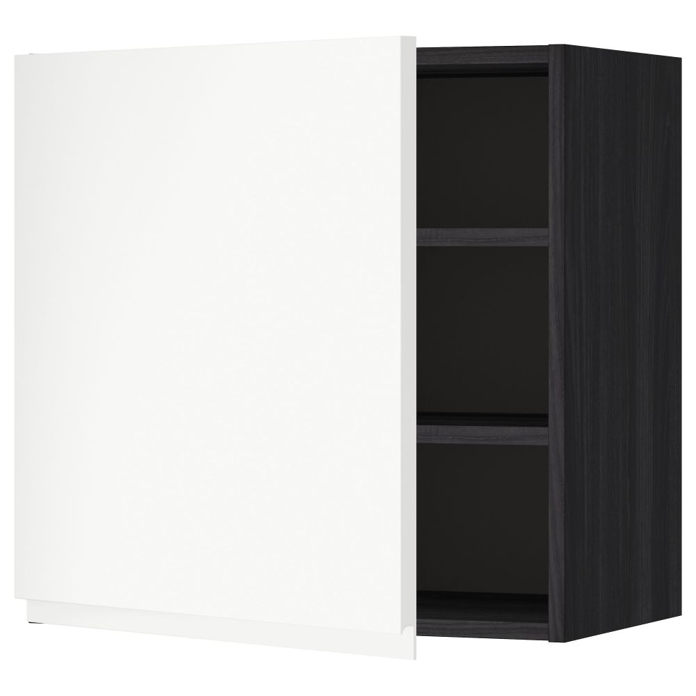 Шкаф навесной с полкой МЕТОД, черный, Воксторп белый - схема-чертеж с размерами