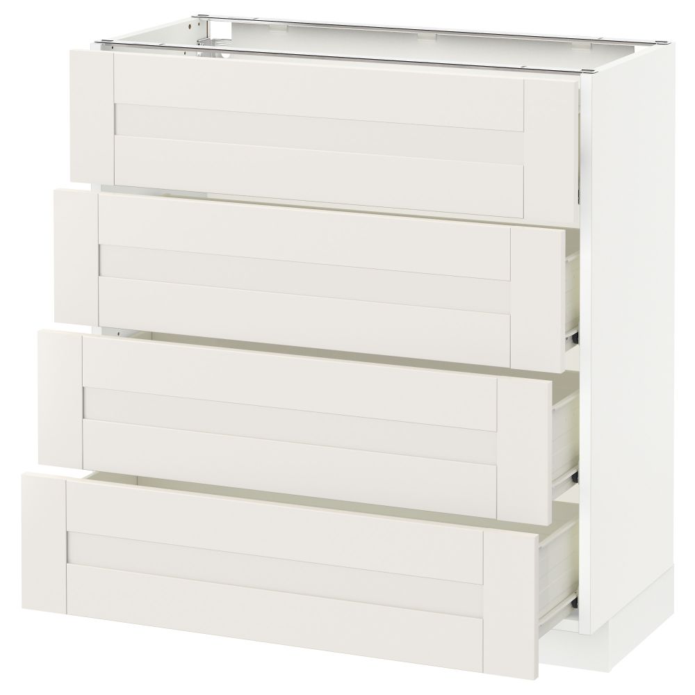 Напольный шкаф 4 фронтальных панели, 4 ящика МЕТОД / ФОРВАРА, белый, Сэведаль белый - схема-чертеж с размерами