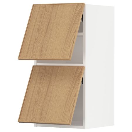 Навесной горизонтальный шкаф/2двери, белый/Экестад дуб 40x80 см IKEA METOD МЕТОД 193.938.23