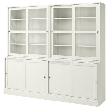 Комбинация с раздвижными дверьми, белый 242x47x212 см IKEA HAVSTA ХАВСТА 092.658.97
