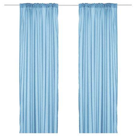 Гардины, 2 шт. ТОРХИЛЬД, голубой (145x300 см)