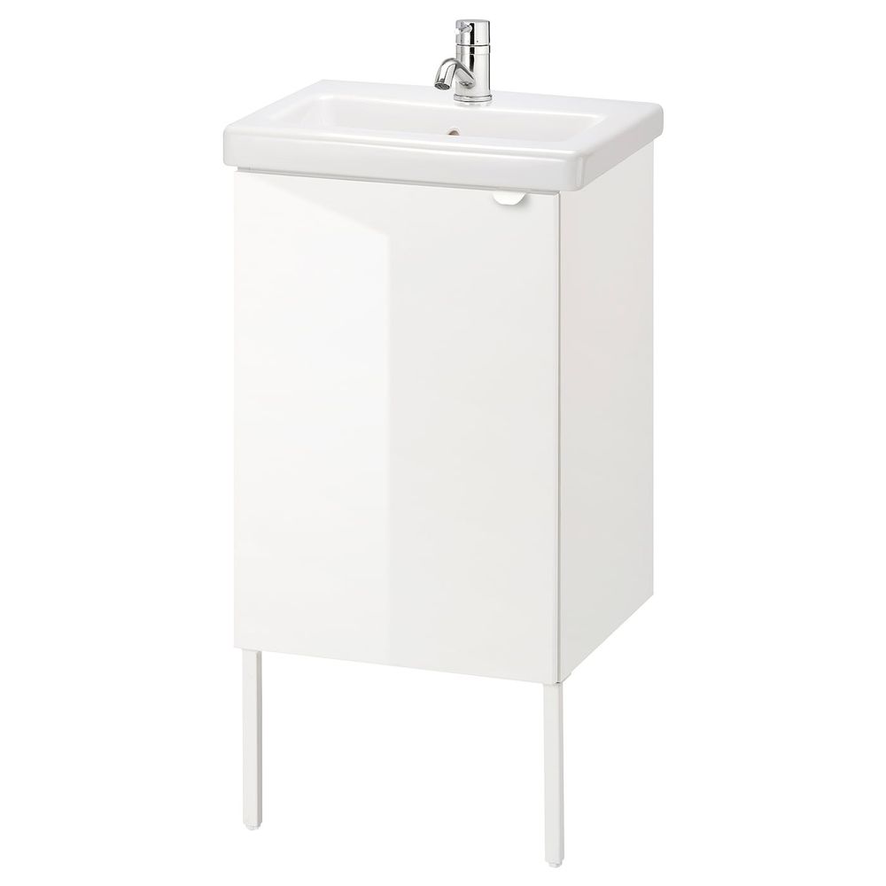 Шкаф под раковину с 1 дверцей, глянцевый белый/ПИЛКОН смеситель 44x43x88 см IKEA FISKÅN ФИСКОН / TVÄLLEN ТВЭЛЛЕН 594.304.42 - фото 1