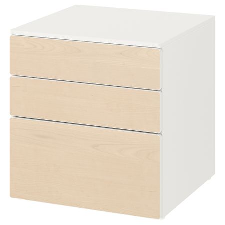 Комод с 3 ящиками, 60x57x63 см, белый, береза IKEA PLATSA ПЛАТСАA ПЛАТСА, SMÅSTAD СМОСТАД 493.875.71