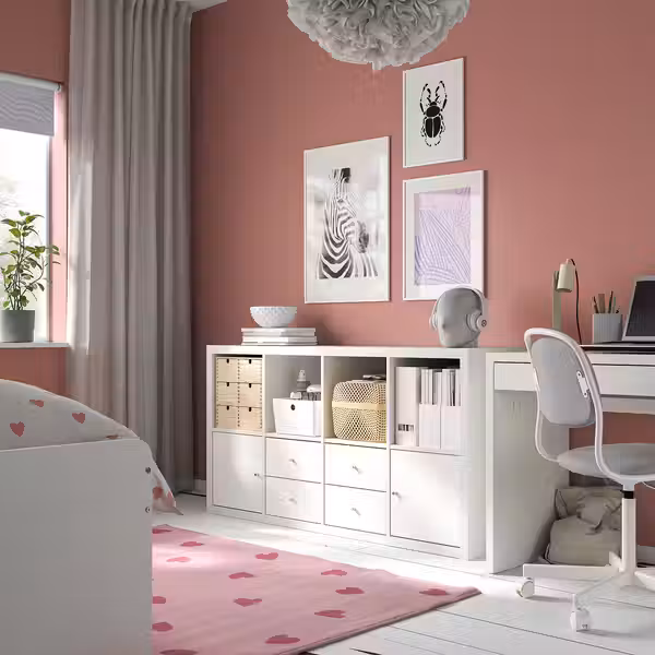 KALLAX Стеллаж с 4 вставками - белый 147x77 см - фото 2