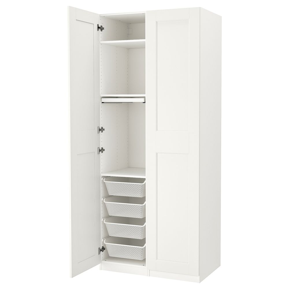 Гардероб, комбинация, белый/белый 100x60x236 см IKEA PAX ПАКС / GRIMO ГРИМО 294.780.96 - схема-чертеж с размерами