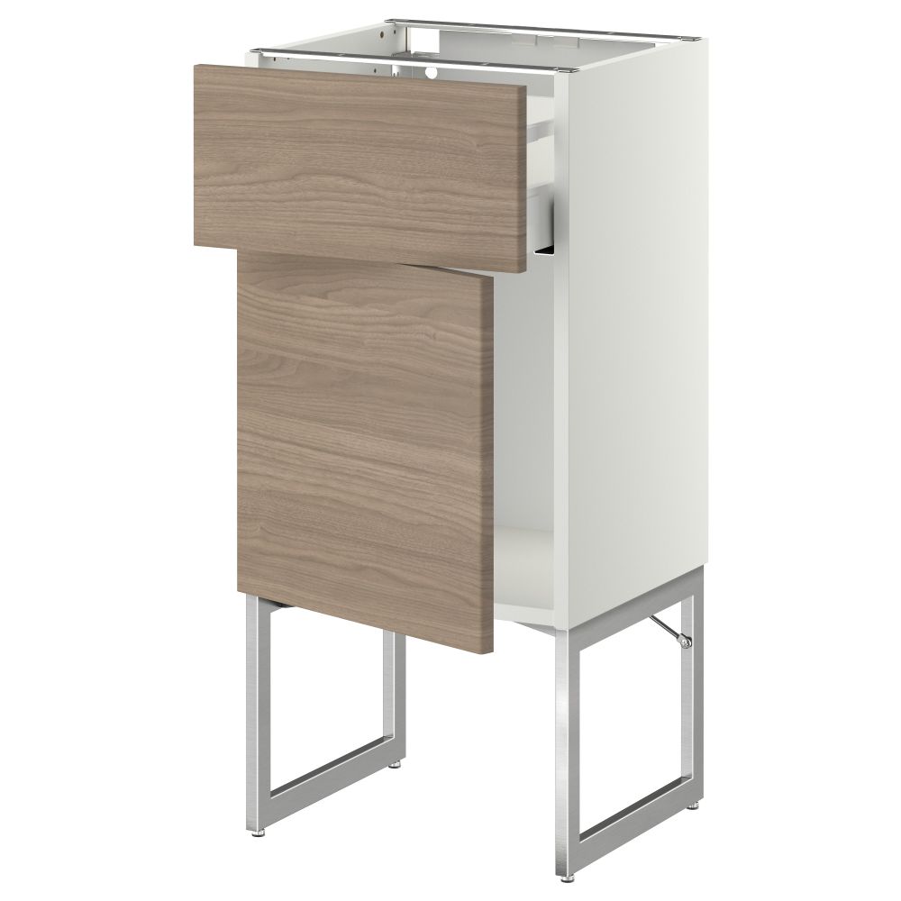 Напольный шкаф с ящиком, дверью МЕТОД / МАКСИМЕРА, белый, Брокхульт светло-серый - схема-чертеж с размерами