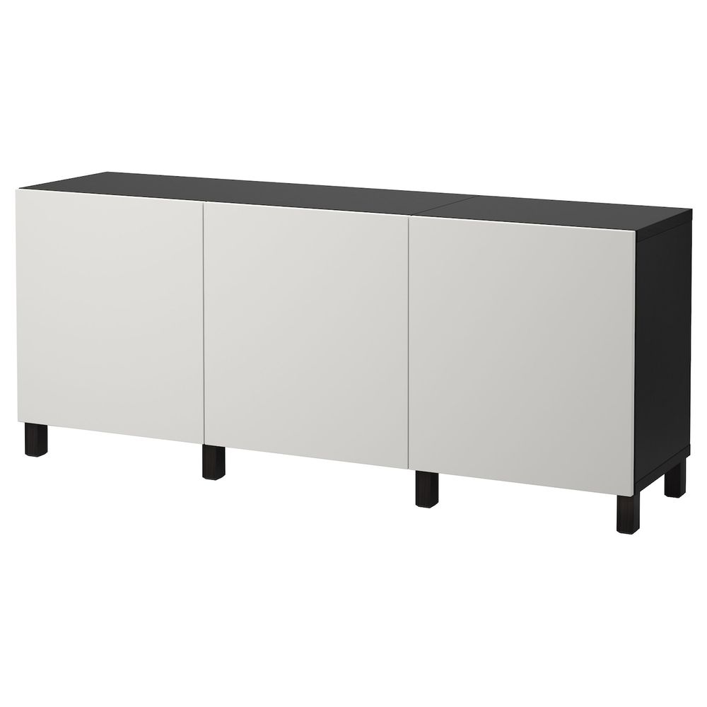 Комбинация для хранения с дверцами, черно-коричневый/Лаппвикен светло-серый 180x40x74 см IKEA БЕСТО 192.466.91 - фото 1