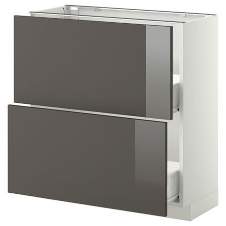 Напольный шкаф с 2 ящиками МЕТОД / ФОРВАРА, белый, Рингульт серый