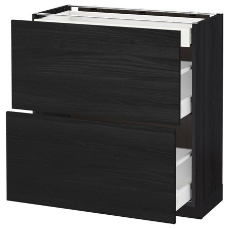 Напольный шкаф/2фасада/3ящика, черный, Тингсрид черный 80x37 см IKEA МЕТОД / МАКСИМЕРА 192.361.35