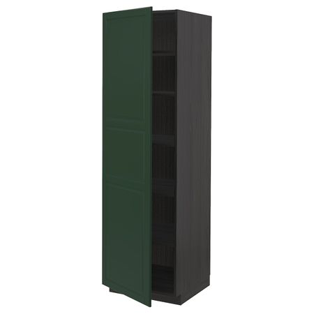 Высокий шкаф с полками, черный/Будбин темно-зеленый 60x60x200 см IKEA МЕТОД 093.146.52