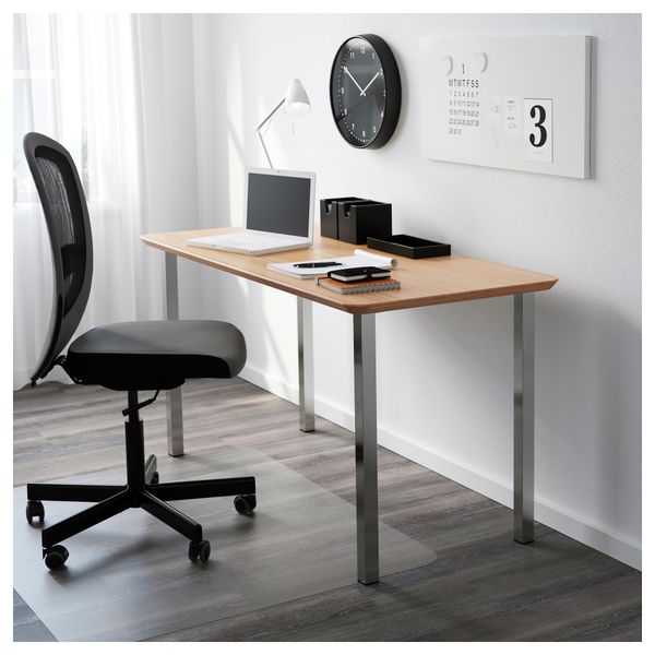 Стол ХИЛВЕР / ШУННЕ, бамбук, никелированный (140x65 см) - схема-чертеж с размерами