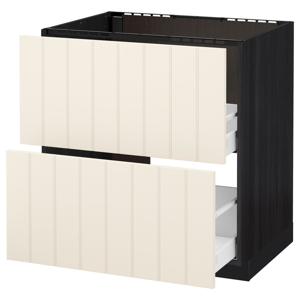 Напольный шкаф под мойку + 2 фронтальных панели, 2 ящика МЕТОД / МАКСИМЕРА, черный, Хитарп белый с оттенком - схема-чертеж с размерами