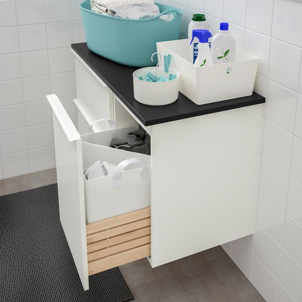 Шкаф под раковину с 3 ящиками, глянцевый белый/антрацит 102x49x60 см IKEA ГОДМОРГОН / ТОЛКЕН 992.952.63 - схема-чертеж с размерами