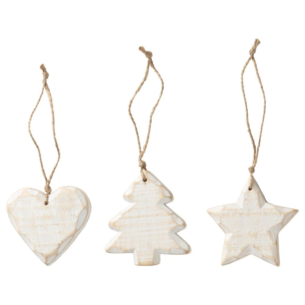 Подвесные украшения, 3 предмета ВИНТЕР 2016, дерево белый - фото 1