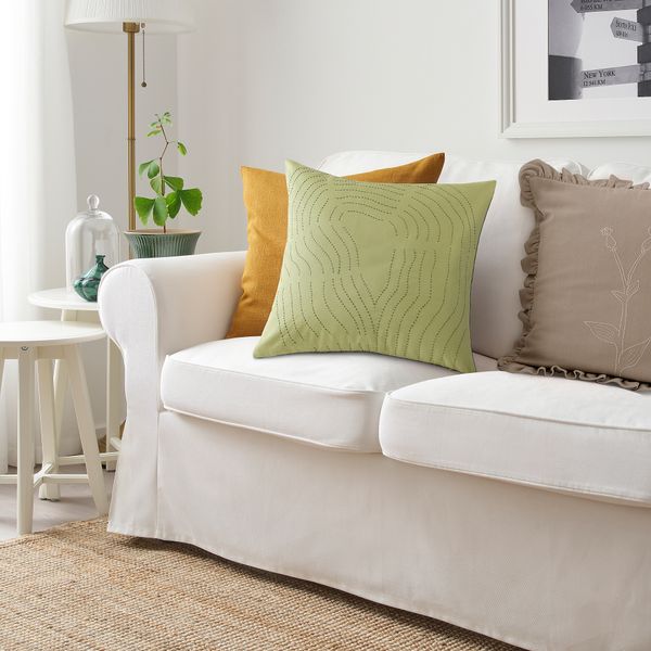 Чехол на подушку, зеленый, ришелье, 50x50 см IKEA FRÖDD 105.817.91 - фото 4