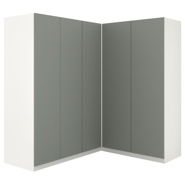Гардероб угловой, белый, Reinsvoll серо-зеленый, 210, 160x201 см IKEA PAX ПАКС 992.656.33 - фото 3