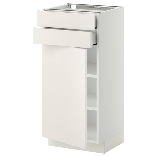 Напольный шкаф с дверцей, 2 ящиками МЕТОД / МАКСИМЕРА, белый, Веддинге белый - схема-чертеж с размерами