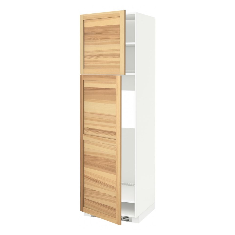 Высокий шкаф для холодильника/2дверцы, белый/Торхэмн ясень 60x60x200 см IKEA METOD МЕТОД 192.260.75 - схема-чертеж с размерами