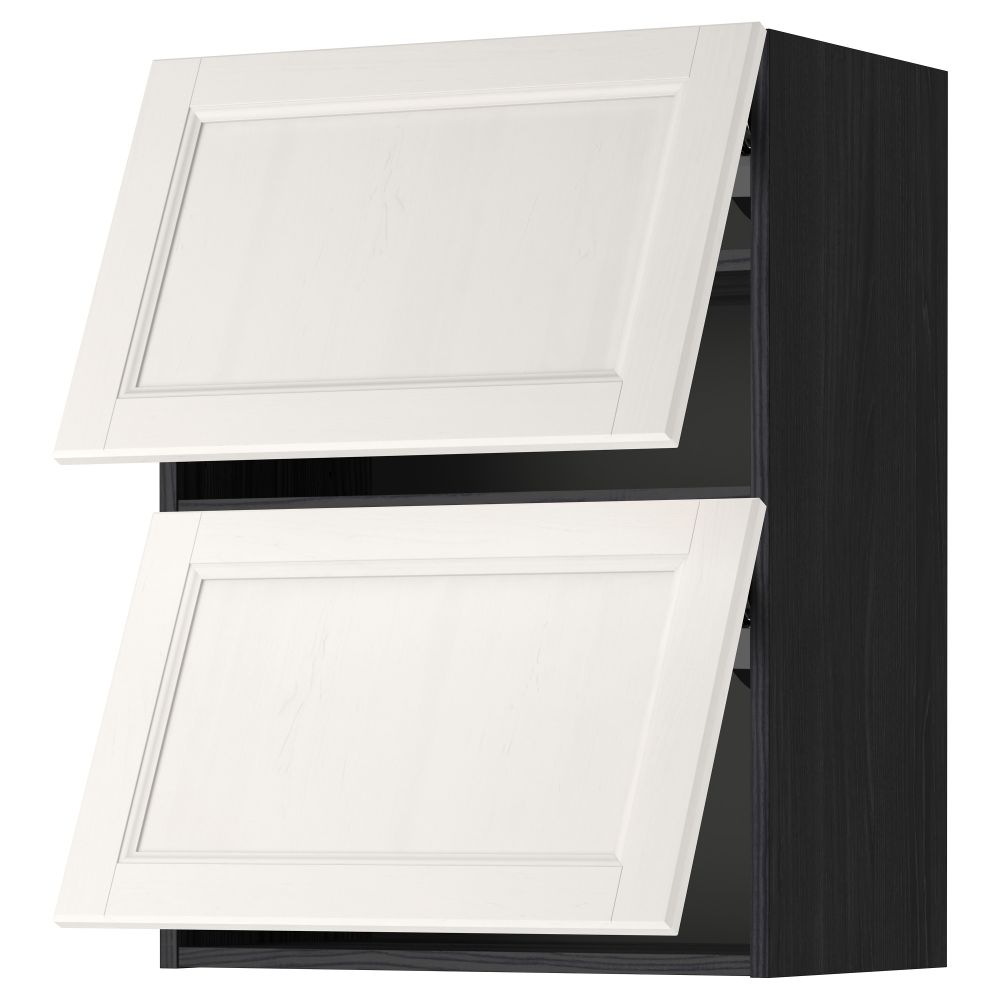 Навесной шкаф, 2 дверцы, горизонтальный МЕТОД, черный, Лаксарби белый - схема-чертеж с размерами
