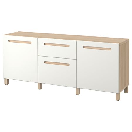 Комбинация для хранения с ящиками БЕСТО, под беленый дуб, Марвикен белый (180x40x74 см)