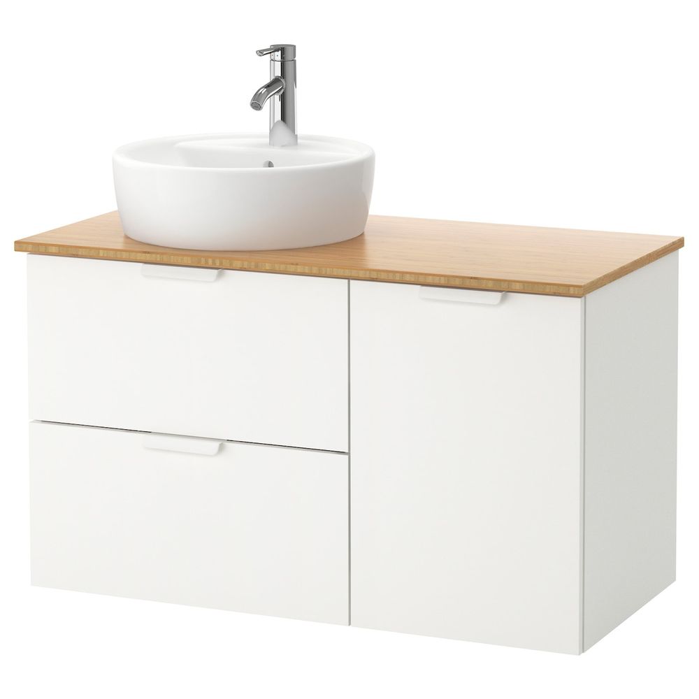 Шкаф с раковиной 45 см, белый/бамбук ДАЛЬШЕР смеситель 102x49x74 см IKEA ГОДМОРГОН/ТОЛКЕН / ТОРНВИКЕН 493.256.39 - фото 1