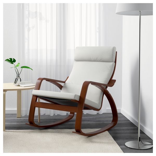 Кресло-качалка ПОЭНГ, классический коричневый, Финнста белый - фото 2