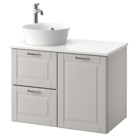 Шкаф со столешницей 40см раковина ГОДМОРГОН/ТОЛКЕН / КАТТЕВИК, светло-серый