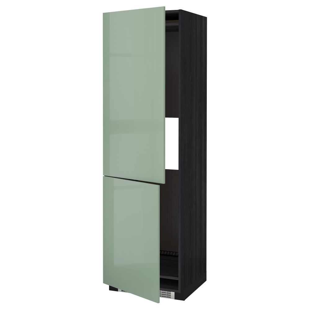 Высокий шкаф для холодильника или морозильник МЕТОД, черный, Калларп светло-зеленый - схема-чертеж с размерами