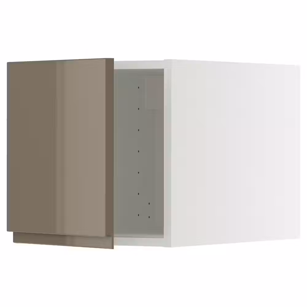 METOD Верхний шкаф - белый/Voxtorp глянцевый темный серо-коричневый 40x40 см - фото 1