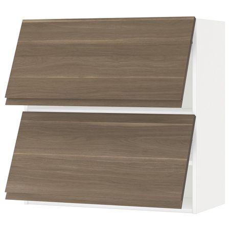 Навесной горизонтальный шкаф/2двери, белый/Воксторп под грецкий орех 80x80 см IKEA METOD МЕТОД 193.939.60