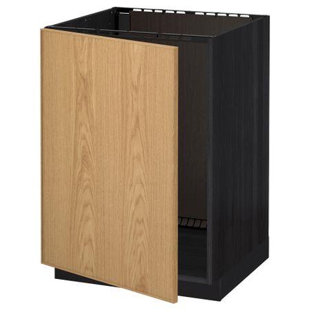 Напольный шкаф для раковины МЕТОД, черный, Экестад дуб (60x60 см)
