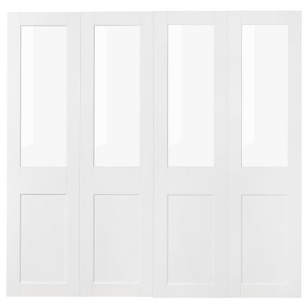 Пара раздвижных дверей, стекло, белый, 200x201 см IKEA GRIMO ГРИМО 605.453.00