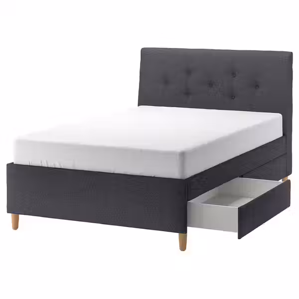 IDANÄS Кровать с отделением для хранения - Gunnared темно-серый 140x200 см - фото 1