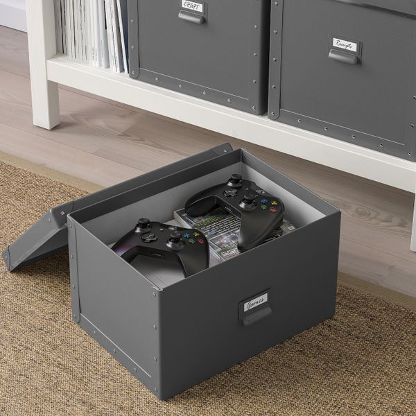 Коробка с крышкой, темно-серый 25x36x20 см IKEA ФЬЕЛЛА 703.956.68 - фото 6