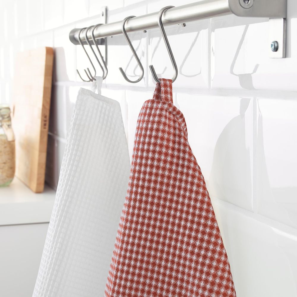 Полотенце кухонное, белый, красный 50x70 см IKEA ТРОЛЛЬПИЛ 303.720.08 - фото 1