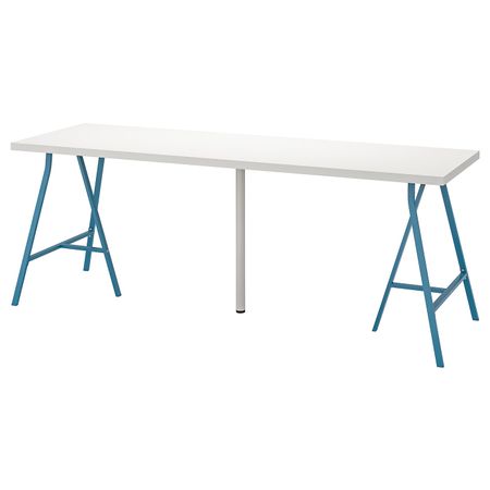Стол, белый, синий 200x60 см IKEA LINNMON ЛИННМОН / LERBERG ЛЕРБЕРГ 693.355.57