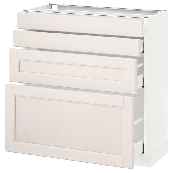 Напольный шкаф 4 фронтальных панели, 4 ящика МЕТОД / МАКСИМЕРА, белый, Лаксарби белый - схема-чертеж с размерами