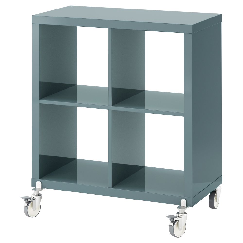 Стеллаж на колесиках КАЛЛАКС, глянцевый серо-бирюзовый (77x89 см) - фото 1