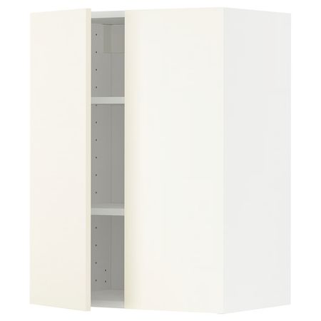 METOD Навесной шкаф с полками/2дверцы - белый/Vallstena белый 60x80 см