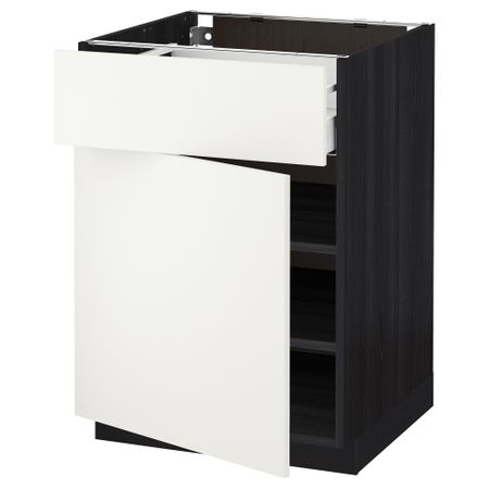 Напольный шкаф с ящиком, дверью МЕТОД / МАКСИМЕРА, черный, Хэггеби белый