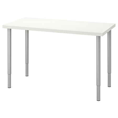 Стол, белый, серебристый 120x60 см IKEA LINNMON ЛИННМОН / OLOV ОЛОВ 092.794.70
