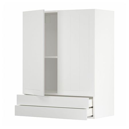Навесной шкаф/2дверцы/2ящика, белый/Стенсунд белый 80x100 см IKEA METOD МЕТОД / MAXIMERA МАКСИМЕРА 494.464.53