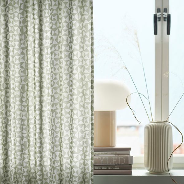 Гардины, 2 шт., зеленый, 145x300 см IKEA HÅRKÖRVEL 605.785.07 - фото 4