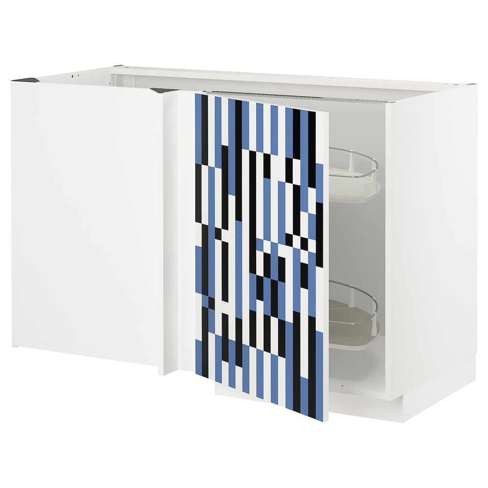 Угловой напольный шкаф с выдвижной секц, белый, Иттербин с печатным рисунком 128x68 см IKEA МЕТОД 892.870.13 - схема-чертеж с размерами