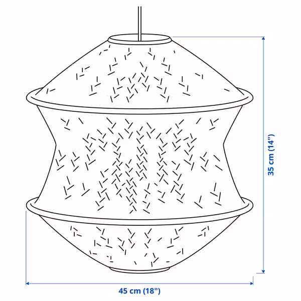 BLÅSTÅNG БЛОСТОНГ Абажур для подвесн светильника 45 см - схема-чертеж с размерами