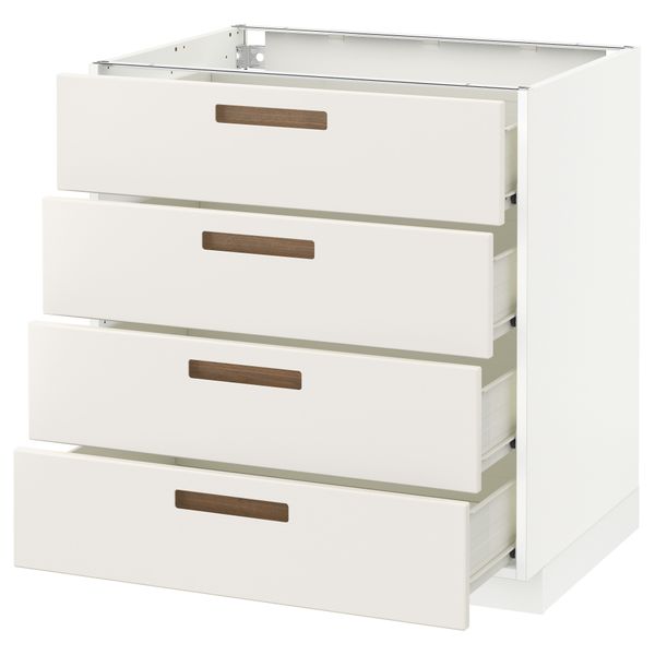 Напольный шкаф 4 фронтальных панели, 4 ящика МЕТОД / ФОРВАРА, белый, Мэрста белый - схема-чертеж с размерами